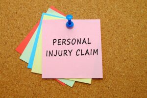 POST-IT NOTES PINNED TO A BOARD READING PERSONAL INJURY CLAIM