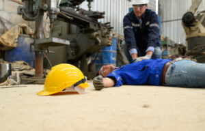 An engineer is injured in a factory.